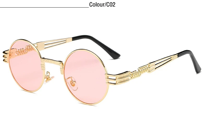 Высококачественные готические стимпанк Модные мужские солнцезащитные очки круглые женские дизайнерские винтажные металлические солнцезащитные очки UV400 Oculos de sol - Цвет линз: T2666 C02