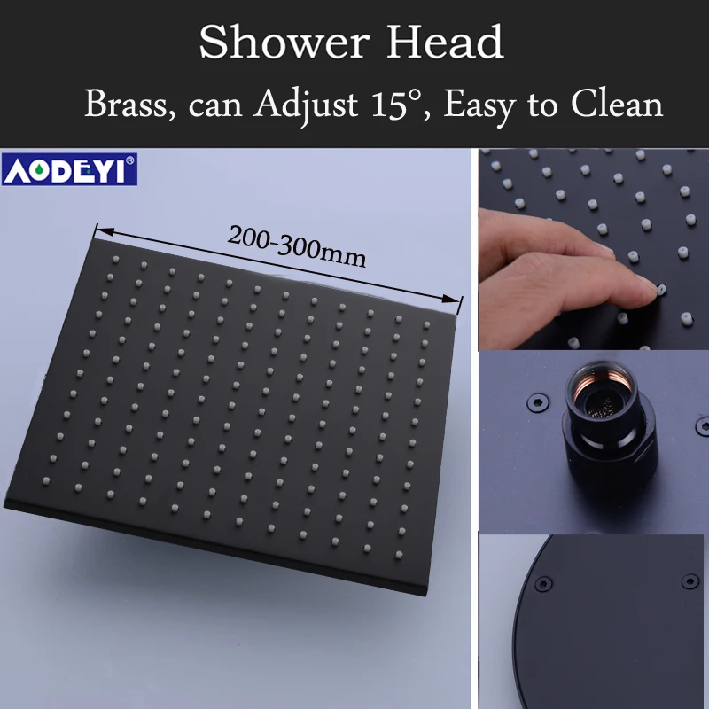 AODEYI высококачественный латунный черный душевой набор для ванной комнаты " дождевая Душевая насадка кран душевой носик Diverter смеситель ручной распылитель набор