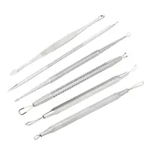 6 шт. нержавеющей лица акне Пятна Прыщ Remover Инструмент для извлечения комедона Y919