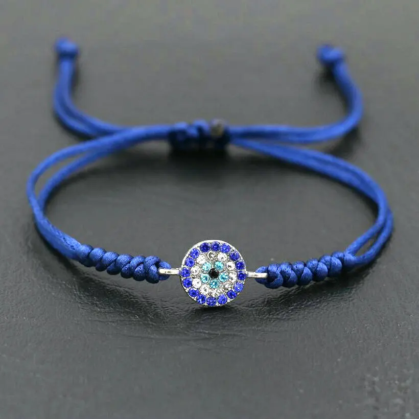 

Minimalism Inlay Blue Zircon Turkish Evil Eye Braid Bracelets Men Thin Black Red Thread String Bracelet For Women Lovers' Gift