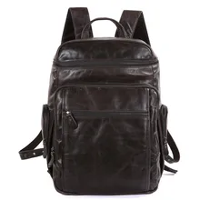 Vintage 100% Guarantee Real Genuine Leather Men Backpacks Cowhide Leather Laptop Backpack Men’s Travel Bags #MD-J7202