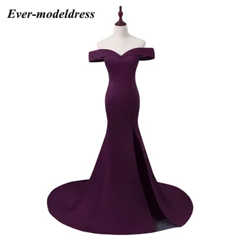 

Simple Mermaid Dressses Off The Shoulder Satin Bridesmaid Dresses Long Dress dress elegant estido de festa longo