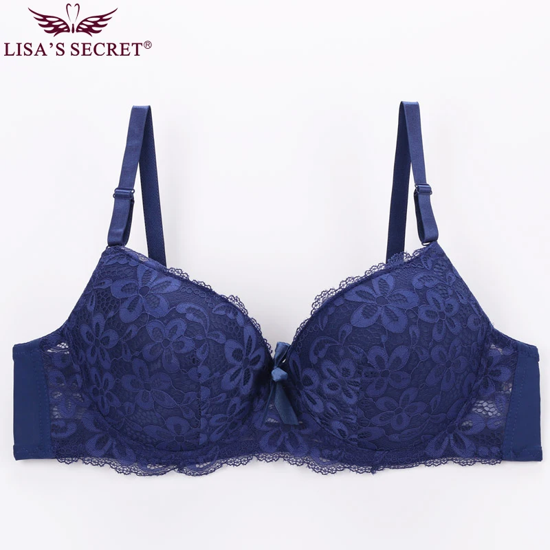 

Lisa's Secret Sexy Push Up Bra Deep V Floral Lace Girl's Brassiere Women Large Size Underwear Thin Cup Adjusted Straps Underwire