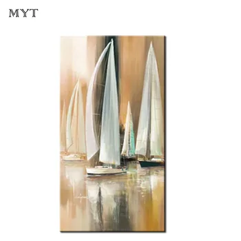 

HOT Original Hand Painted Modern Large Abstract sailboat Art Home Decor Hang Picture landscape wall art Oil Painting On Canvas