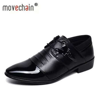 

movechain Hot Men's Lace-Up Leather Shoes Fashion Mens Dress Business Office Flats Man Casual Driving Oxfords EUR Size 38-47