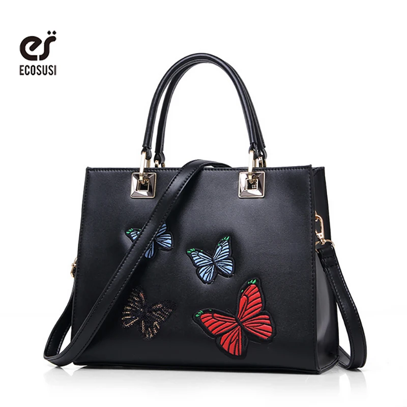 

ECOSUSI Fashion Embossed Women Bag Shoulder Bag Handbag Ladies Butterfly Embroidery Bag