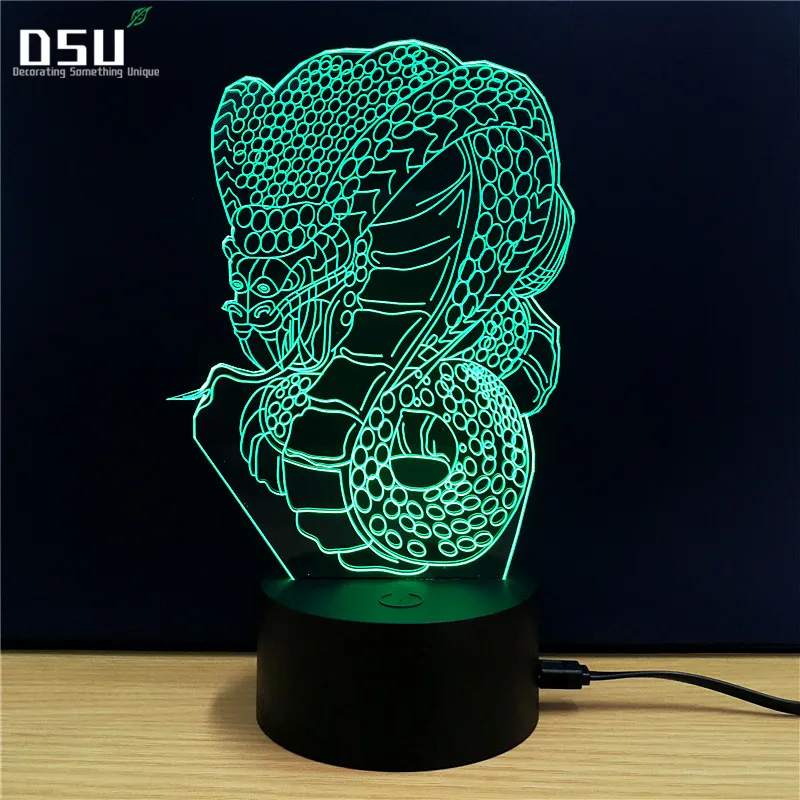 Форма Змеи животных 3D светодиодный USB лампа креативный Красочный ночник