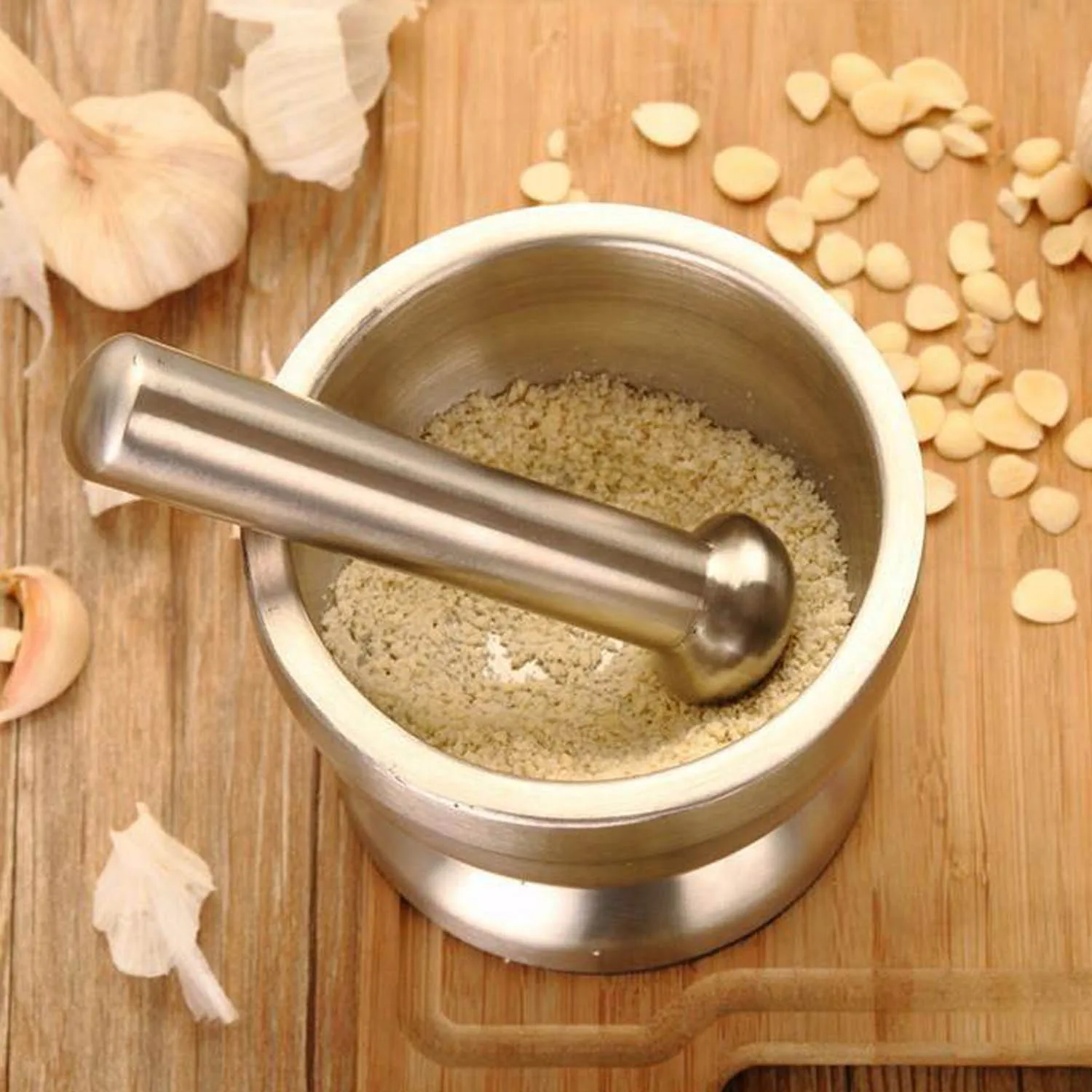 

Behogar Large Classic Stainless Steel Spice Grinder Mortar and Pestle Set with Anti Slip Base Home Kitchen Tools