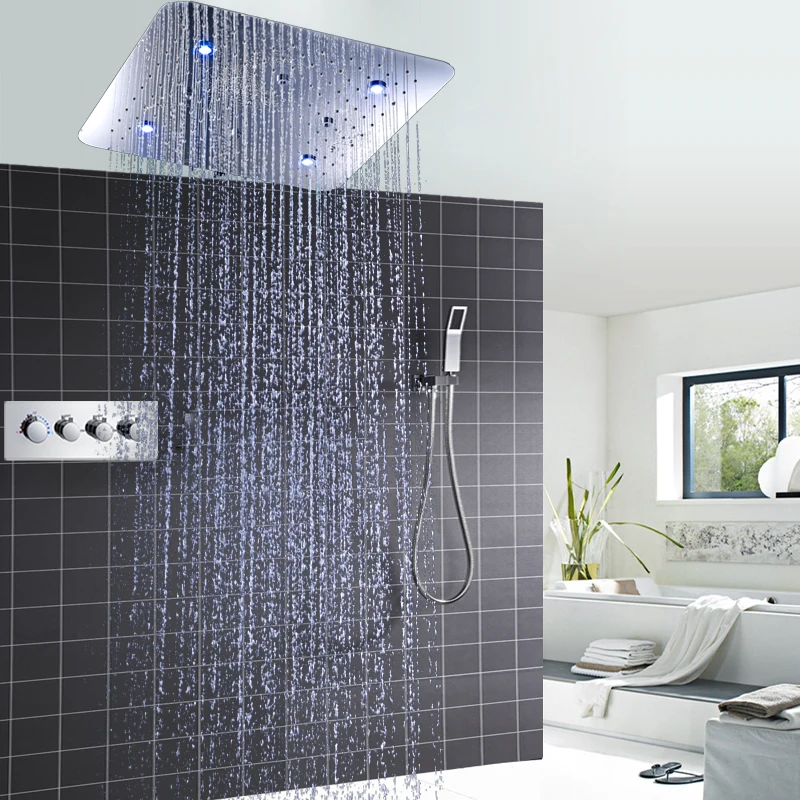 ﻿Buy Thermostatic Bathroom Shower Mixer Faucet Set 20 Inch Electric LED