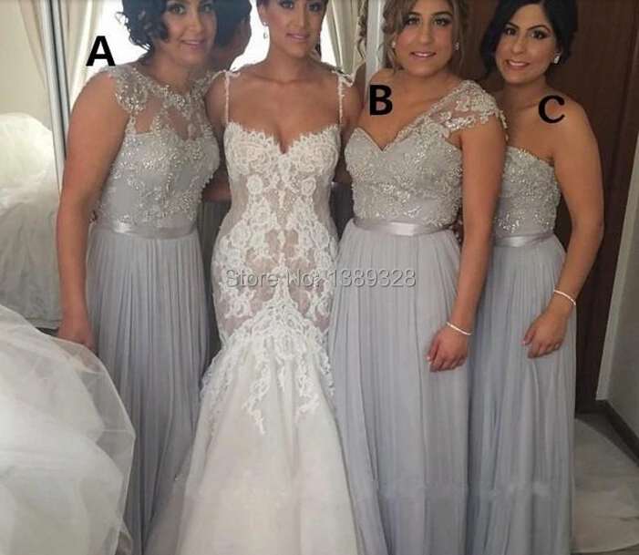 2017 Silver Chiffon Bridesmaid Dresses A Line Beaded Lace 2017 Silver Chiffon Bridesmaid Dresses A Line Beaded Lace Lique Formal Gowns Diffe Styles Maid Of Honor Dress In From