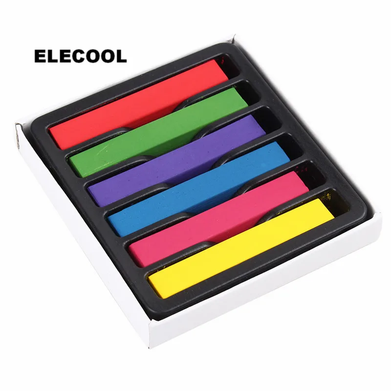 

ELECOOL Colorful Chalk Hair Color Stick Convenient Non-Toxic Fast Temporary Color Hair Dye 6 Colors High Quality