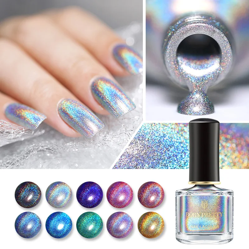 BORN PRETTY Deluxe голографический лак для ногтей Блестящий лазер Блестящий мерцающий цветной лак для ногтей 6 мл