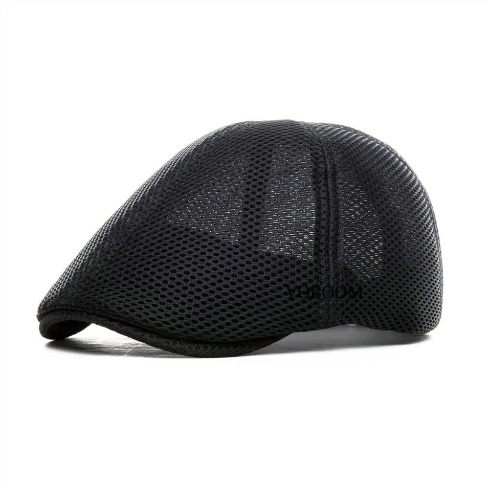 VOBOOM Summer Airy 6 Panel Flat Cap Men Women Mesh Net Newsboy Caps