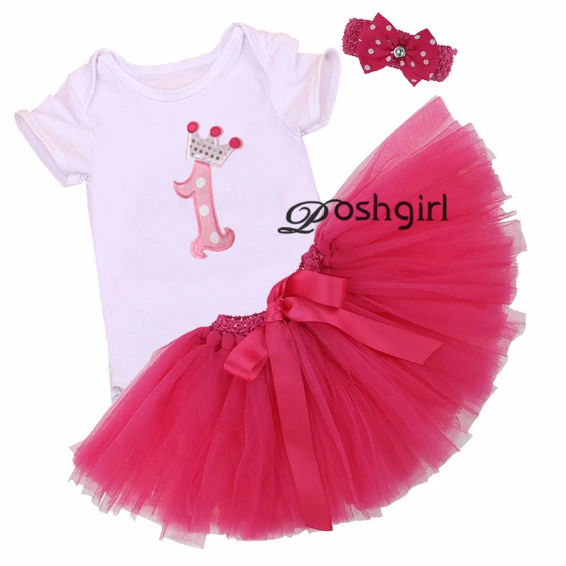 Birthday Tutu Outfit Elmo Pink Beautiful 3pcs Headband Romper