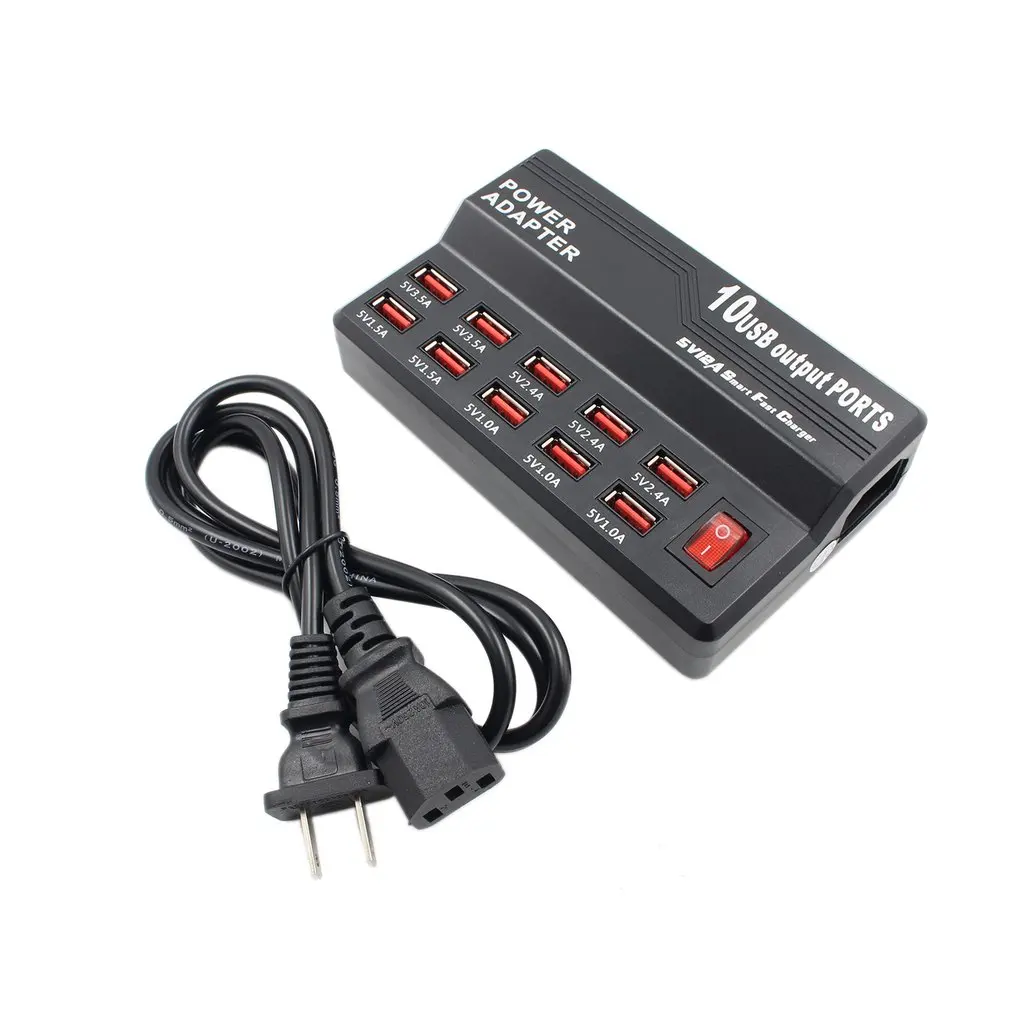 Buy 10 Ports AC To DC USB Charger 5V 12A Home Travel