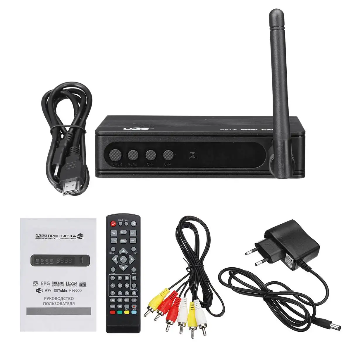 LEORY HDMI спутниковый ТВ приемник тюнер dvb T2 Wifi Full-HD 1080 P Dvb-t2 ТВ-тюнер коробка Dvbt2 с антенной
