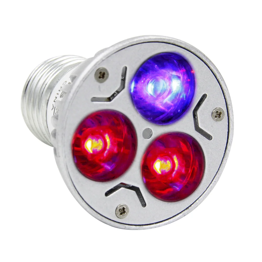 4 шт./партия Светодиодная лампа для растений 6 Вт E27 3 светодиода 2Red 1Blue Led Grow Light