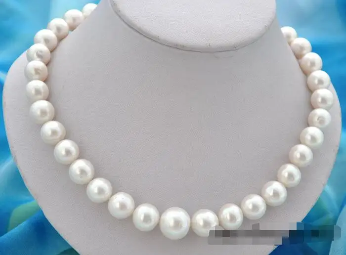 

FREE SHIPPING HOT sell new Style >>>>18" 12mm round white freshwater pearl necklace 925silver clasp