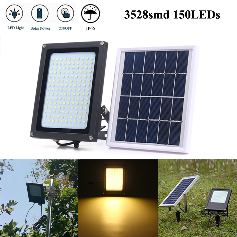 

150 LED 8W Solar Powered LED Flood Light Sensor Solar Panel Floodlight 3528 SMD Outdoor Garden Security LED Floodlight Wall Lamp