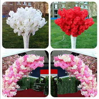 

60pcs Artificial Cherry Blossom Branch Fake Sakura Stem more heads 11 Colors for Wedding Party Sakura Tree Decorative Flowers