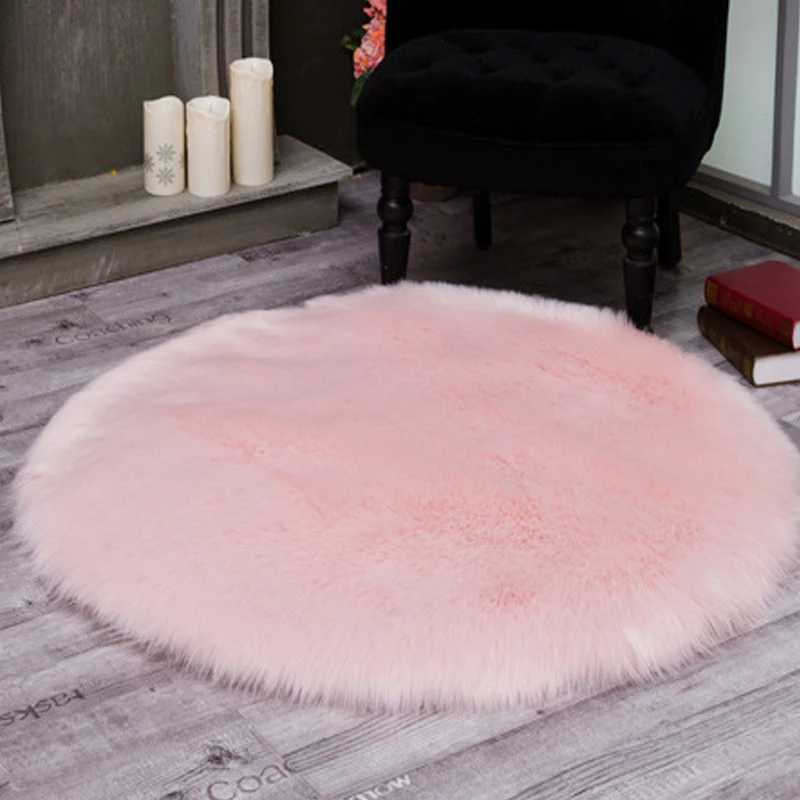 Искусственная шерсть овчины подушки надувное кресло Спальня коврик искусственная шерсть ковер Мягкий Теплый Волосатые ковер сиденья Текстиль мех коврики 35/40 см - Цвет: Pink