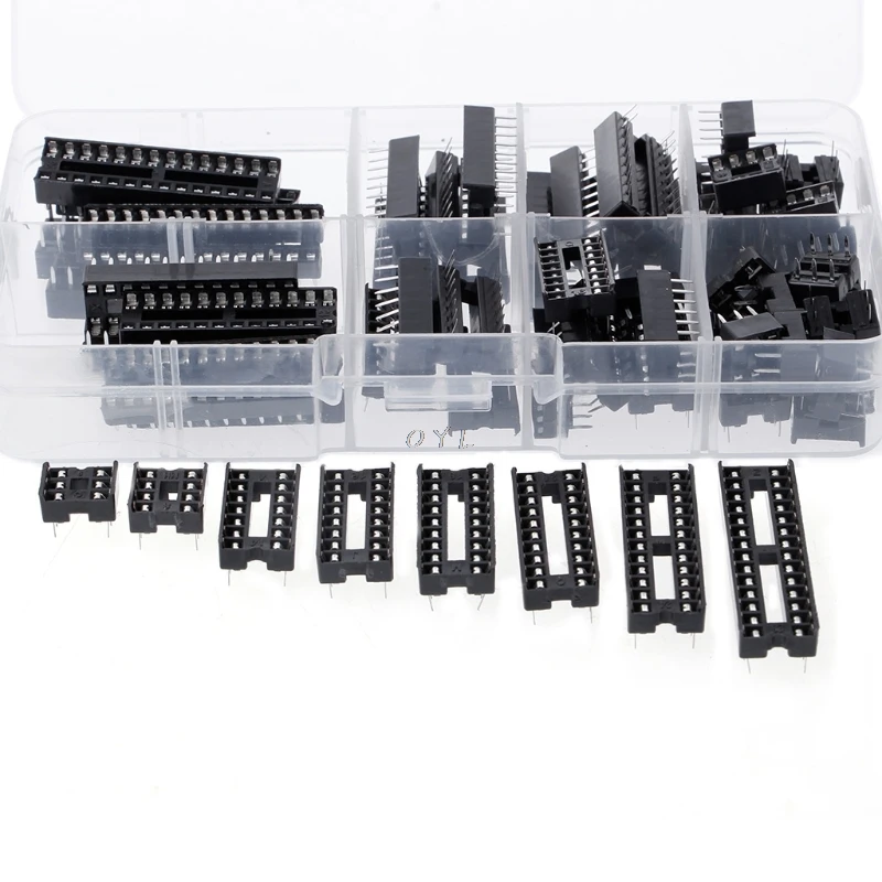 66 Pcs/set DIP IC Sockets Adaptor Solder Type Socket Kit 6 8 14 16 18 20 24 28 Pins EAA 