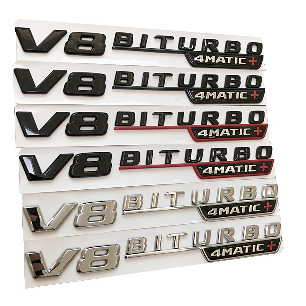 

1-20 Pair V8 BITURBO 4MATIC Emblem Car Side Fender Logo Sticker For Mercedes Benz AMG ML SL A200 C300 C320 S550 S600 GT W204 SLS