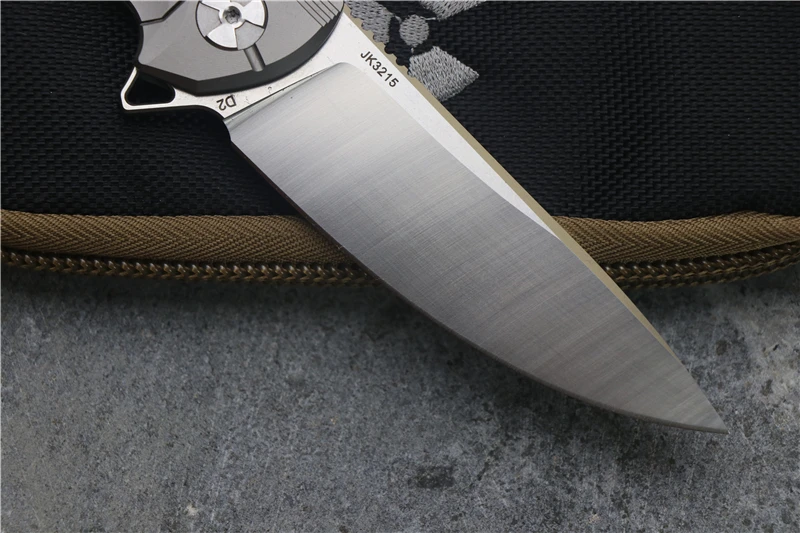 JK3215 раскладной складной нож шарикоподшипник D2 лезвие TC4 титановая ручка для кемпинга Многоцелевой Охотничий инструмент EDC