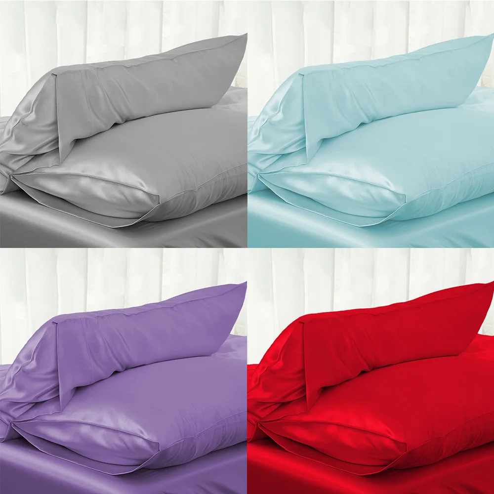 

Satin Silk Soft Pillowcase Cover Chair Seat Bedding Cushion Case Square Pillow Cases Bed Linings Multicolor