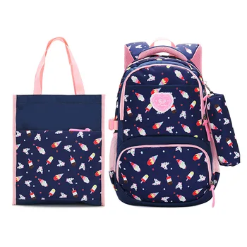 

Cute 3Pcs/Set Print Girl School Bags Canvas School Backpack For Teenage Girls Kids Backpacks Schoolbag Children