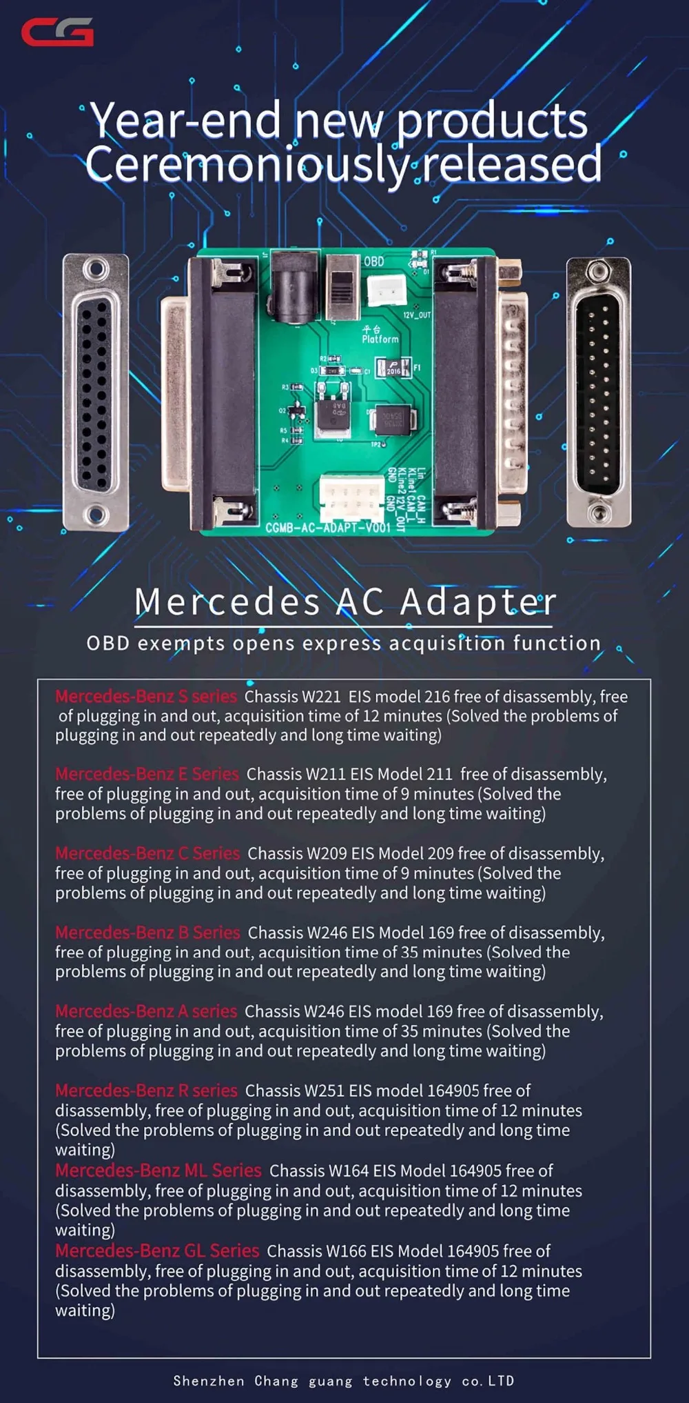 CGDI МБ адаптер переменного тока с MB W164 W204 W221 W209 W246 W251 W166 для сбора данных