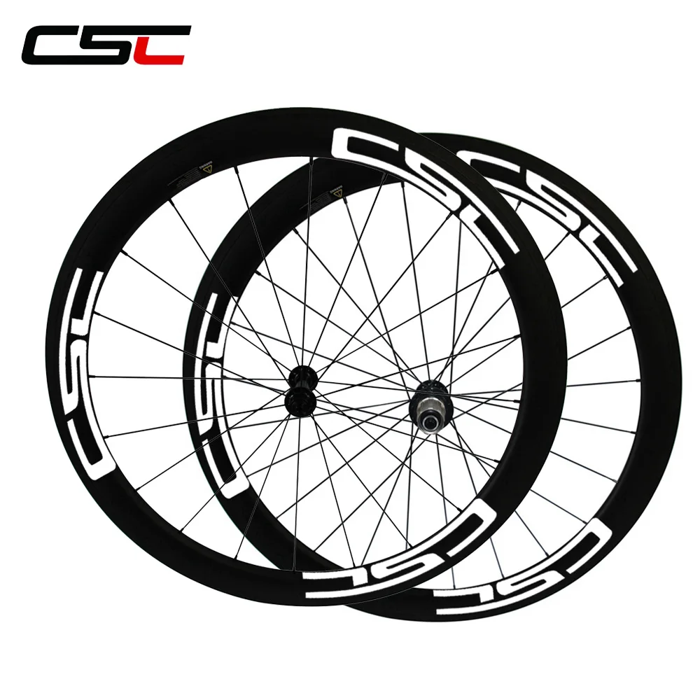 Discount CSC U Shape 700C full carbon 50mm clincher wheels 25mm width with Powerway R13 hub sapim cx ray cn 424 spoke 0