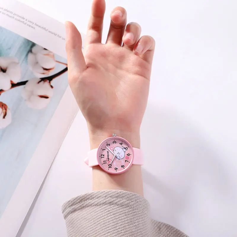 Мягкие силиконовые женские часы, Детские Водонепроницаемые студенческие часы Clcok с мультяшным смайликом, Симпатичные гелевые детские часы, подарок для мальчиков девочек - Цвет: Розовый