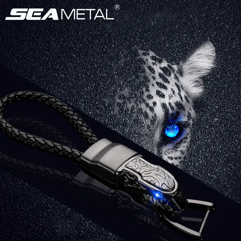 

Keychain Car Key Ring Braided Leather Leopard Zinc Alloy Key-ring Car Keychain Universal Male Key Rings Car Interior Accessories