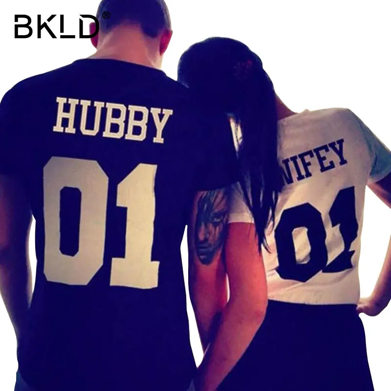 BKLD 2021 летняя модная футболка с надписью WIFEY HUBBY Женская хлопковая коротким