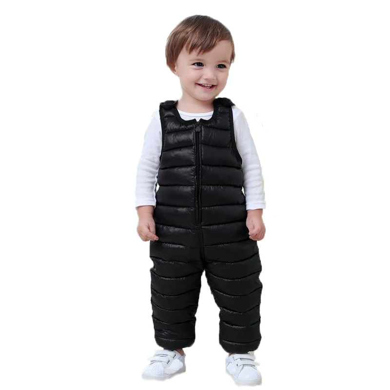 

Winter Thick Warm Overalls Baby Girl Jumpsuit Children Bib Pants Infant Baby down Cotton Romper Boys Kid Crotch Can Be Opened