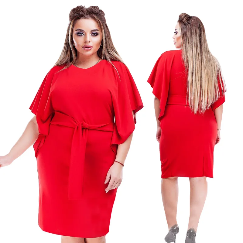 

2019 New Arrival Women Dress Plus Size Oversized 6XL Casual Sashes Party Female Dress Vestidos Big Size Straight Gift Dresses
