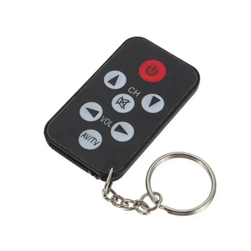 

Black Universal Infrared IR Mini TV Remote Control Key Ring Key Ring 7 Keys