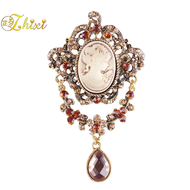 

ZHIXI Retro Style Shiny Zircon Jewelry Brooch Multiple Color Brooches For Women Fashion Gift B120