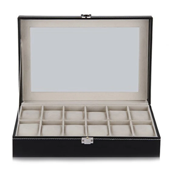 

12 Grids Watch Display Case PU Leather Watch Case Wrist Watch Storage Box Jewelry Boxes Case Display best gift