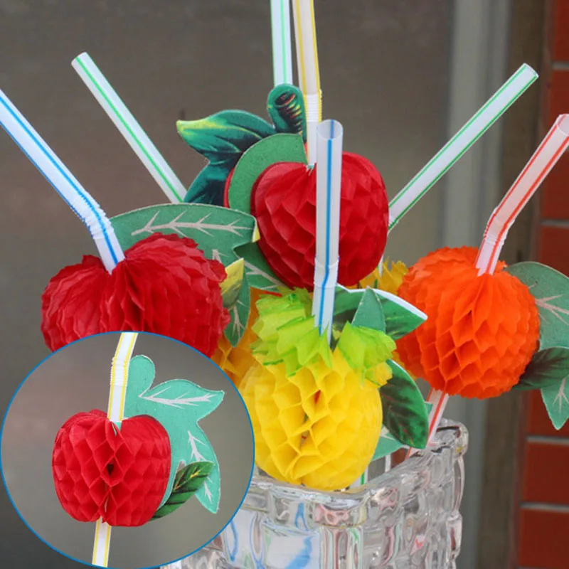 50Pcs/Set Fashion Assorted Multicolor Plastic Fruit Cocktail Drinking Straw BBQ Hawaiian Party Theme Decoration P17 50Pcs/Set Fashion Assorted Multicolor Plastic Fruit Cocktail Drinking Straw BBQ Hawaiian Party Theme Decoration P17