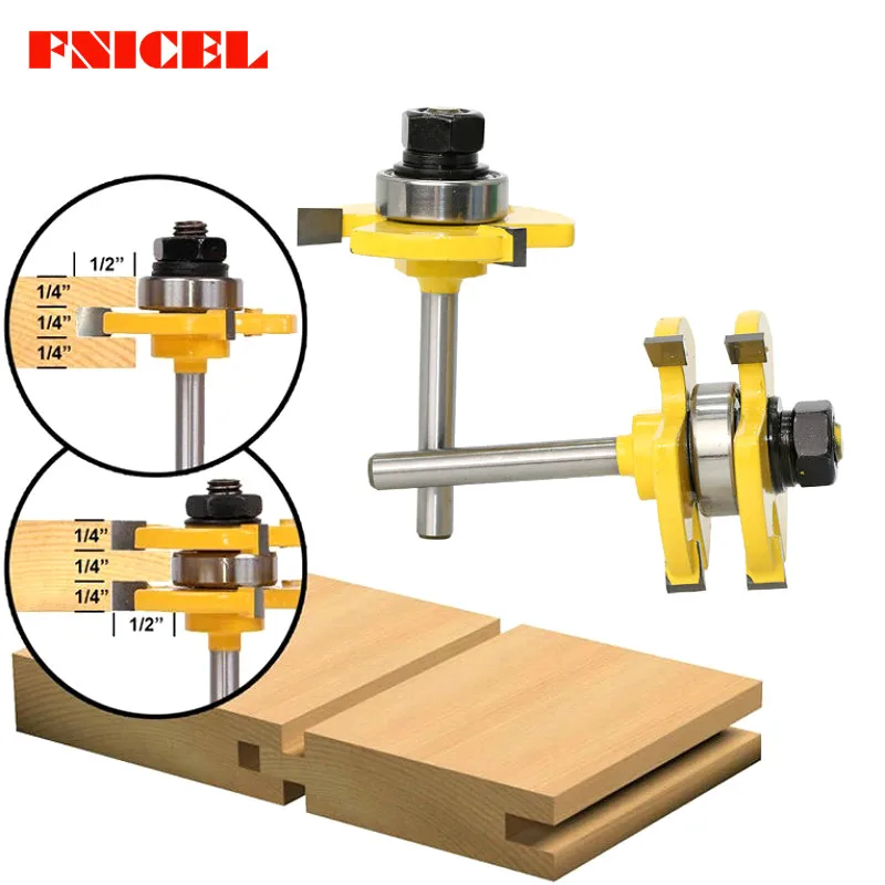 2 Бит фрезерные резак для дерева 1/4 ''хвостовика шпунт гребень маршрутизатор долото для сверл фрезерные станки, резьба набор Пол Деревообработка