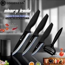 

COOBNESS Brand Ceramic Knife Cooking Kit 3" 4" 5" inch Black Zirconia Kitchen Knife+Sharp Peeler+Black Knife Holder 5 Piece Set