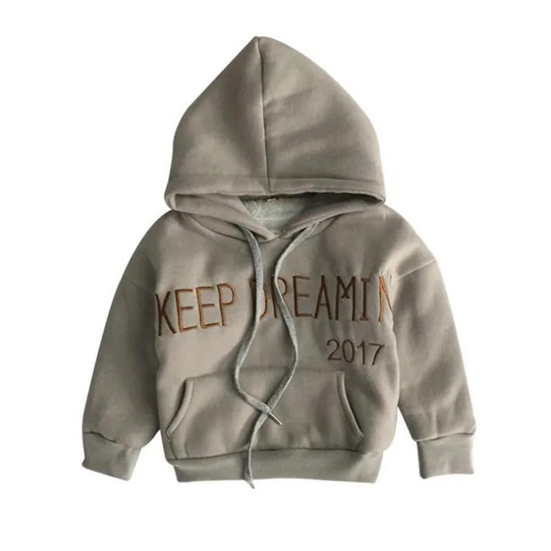 

DFXD Children Hoodies 2017 Winter Baby Boys Long Sleeve Letter Print Thick Hooded Pullover Tops Kids Warm Sweatshirts 2-8Years