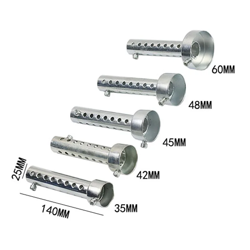 Silenziatore Di Scarico Moto Regolabile Db Killer Argento Metallo Rumore Suono Eliminator 35/42/45/48/60Mm Per Moto Mf003