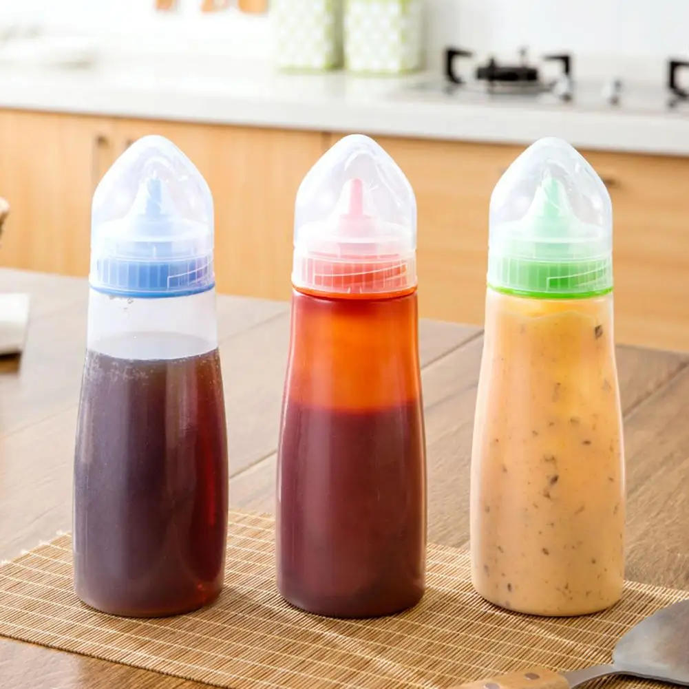 

1pcs Rotate Lid Sauce Bottle Jars Spices Plastic Oil Liquid Bottle Storage Box Chocolate Jam Tomato Sauce Squeeze Salad Bottle
