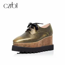 CZRBT/ г. весенне-осенние женские туфли на плоской платформе обувь ручной работы из натуральной кожи на шнуровке Повседневная Женская обувь в стиле панк