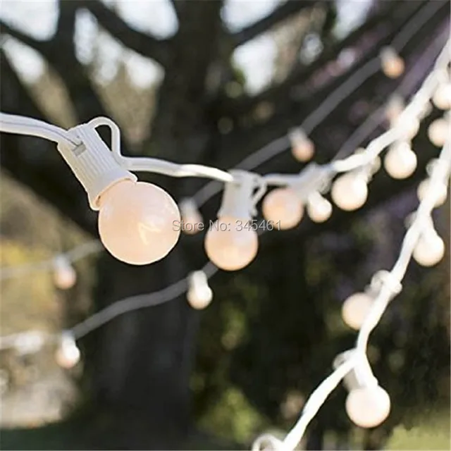 Decorative Lights G30 Milky Globe String Light , with 25 Bulbs, 7.5M 25ft Long White Cable