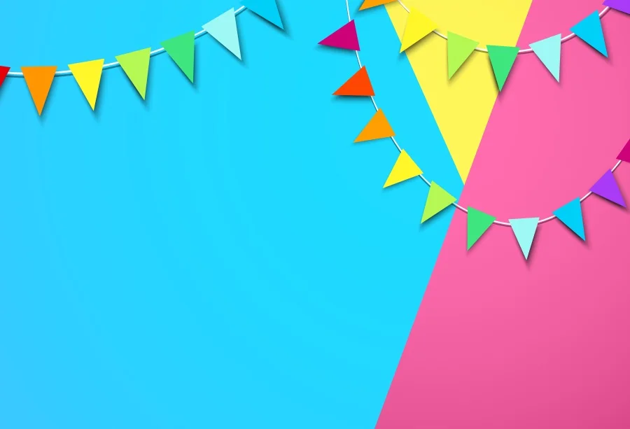 

Laeacco Kid Backdrops Blue Pink Yellow Color Flags Birthday Party Celebration Child Portrait Backgrounds Photocall Photo Studio
