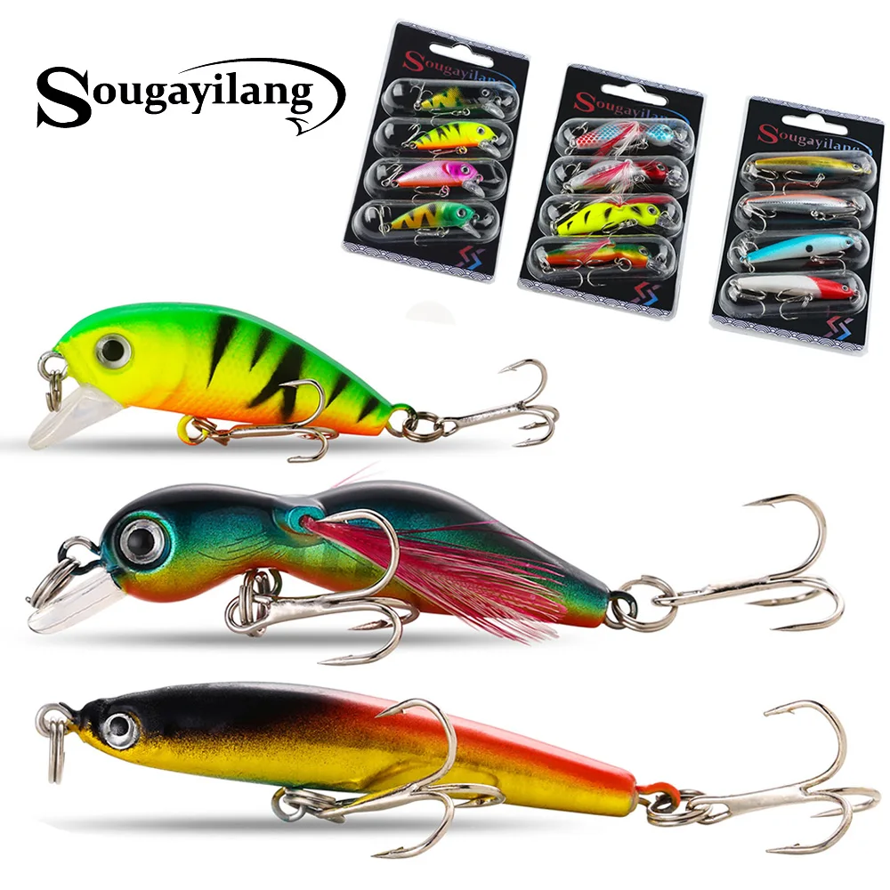 

Sougayilang Fishing Lure Set 4PCS Wobbler Hard Fishing Baits Anti-corrosion Hook Bass Fishing Bait Carp Fishing Tackles De Pesca